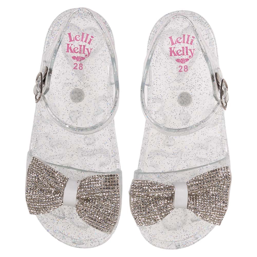 Lelli Kelly Dalia Diamante Bow Glitter Jelly - Clear Silver. Children's ...