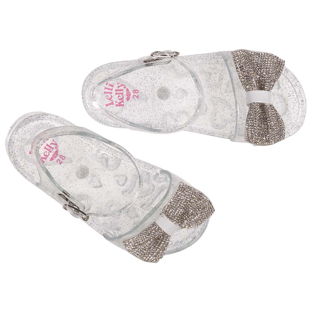 Lelli Kelly Dalia Diamante Bow Glitter Jelly - Clear Silver. Children's ...