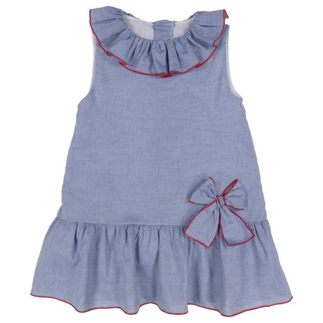 Picture of Miss P Girls Ruffle Collar A Line Dress - Blue 