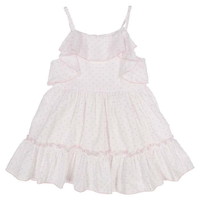Picture of Miss P Girls Plumetti Ruffle Dress - White Pink 