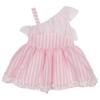 Picture of Miss P Girls Wide Stripe Ruffle Dress - White Pink 