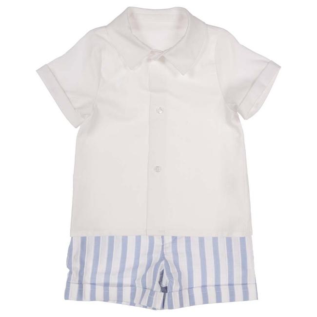 Picture of Miss P Toddler Boys Shirt & Stripe Short Set - White Blue
