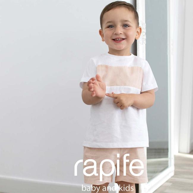 Picture of Rapife Boys Fine Stripe Shorts & Top Set - Orange