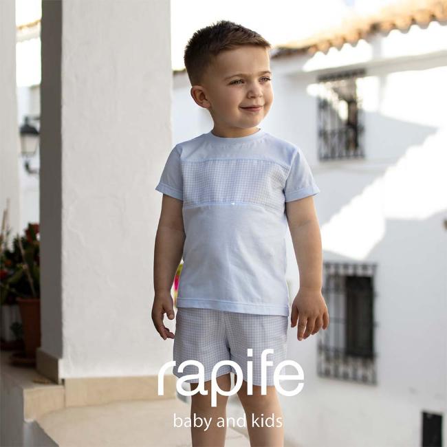 Picture of Rapife Boys Small Gingham Shorts & Top Set - Pale Blue 