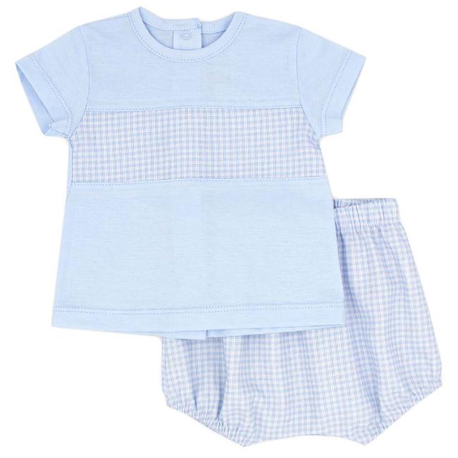 Picture of Rapife Baby Boys Gingham Shorts & T-Shirt Set - Pale Blue