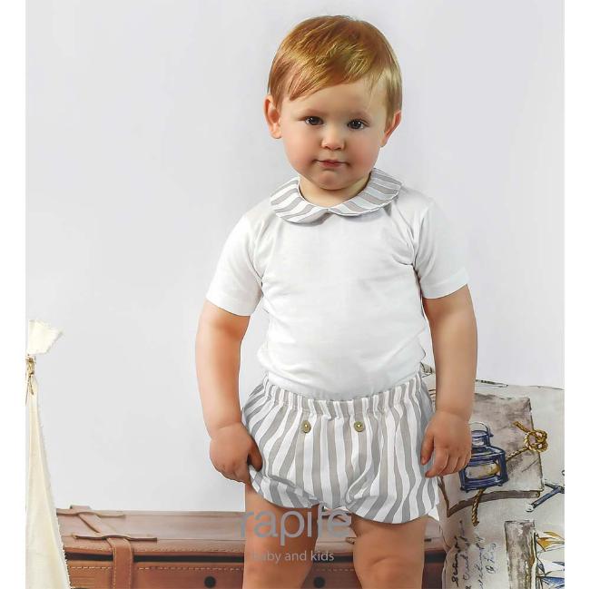 Picture of Rapife Baby Boys Body & Shorts Set - Beige Stripe