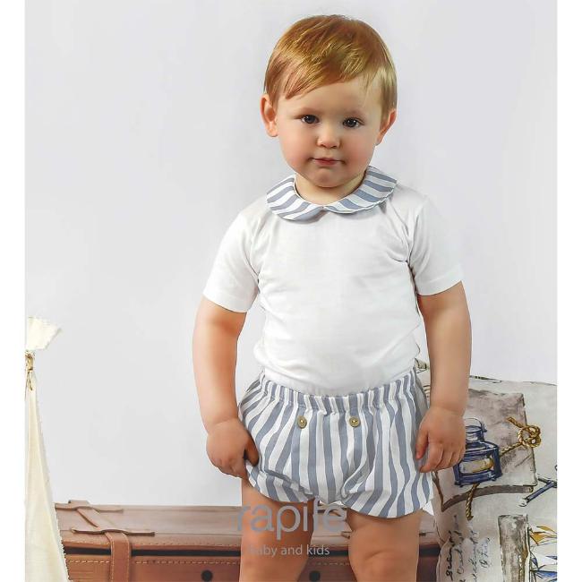 Picture of Rapife Baby Boys Body & Shorts Set - Blue Stripe 