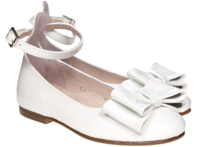 Picture of Panache Girls Double Bow Ankle Strap Shoe - White