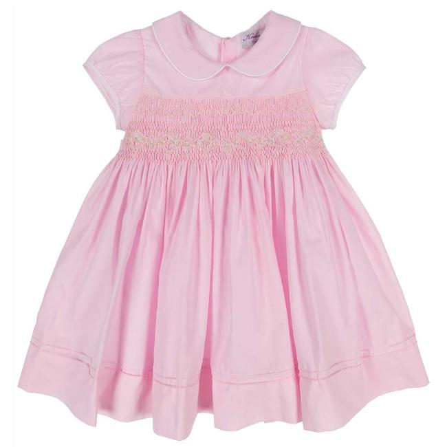 Picture of Kidiwi Smocked Puff Sleeve Dress - Pink White