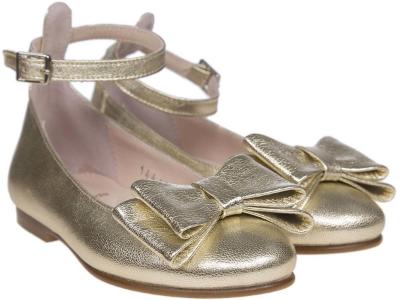 Picture of Panache Girls Double Bow Ankle Strap Shoe - Metallic Gold 