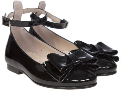 Picture of Panache Girls Double Bow Ankle Strap Shoe - Black