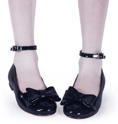 Picture of Panache Girls Double Bow Ankle Strap Shoe - Black