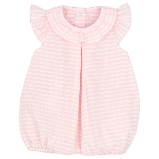 Picture of Rapife Baby Girls Wide Stripe Ruffle Romper - Pink