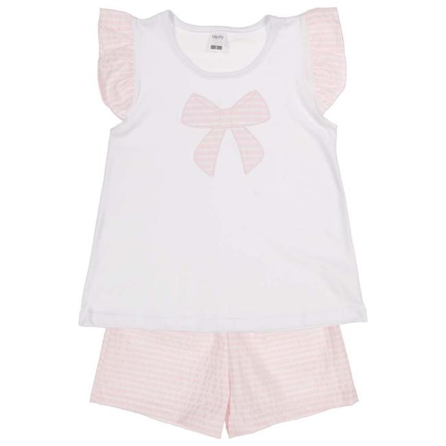 Picture of Rapife Girls Bow Ruffle Top & Shorts Set - Pink Stripe