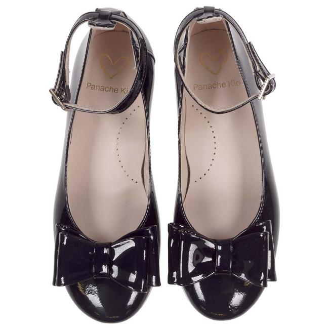 Panache Girls Double Bow Ankle Strap Shoe Navy Blue