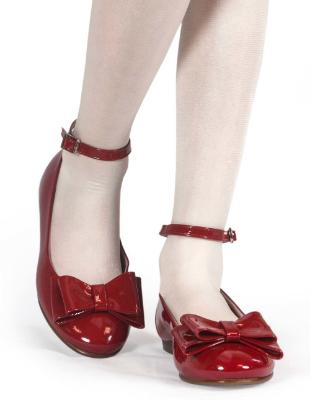 Picture of Panache Girls Double Bow Ankle Strap Shoe - Red