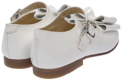 Picture of Panache Girls Double Bow Mary Jane Shoe - White Patent