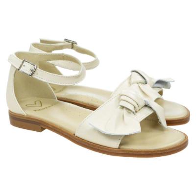 Picture of Panache Girls Knot Front Bow Sandal - Cream Leather