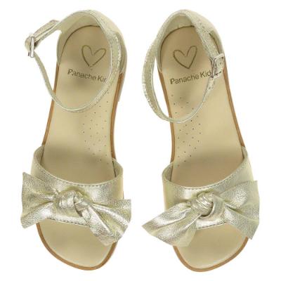 Picture of Panache Girls Knot Front Bow Sandal - Metallic Gold 