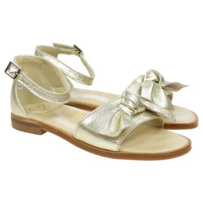 Picture of Panache Girls Knot Front Bow Sandal - Metallic Gold 