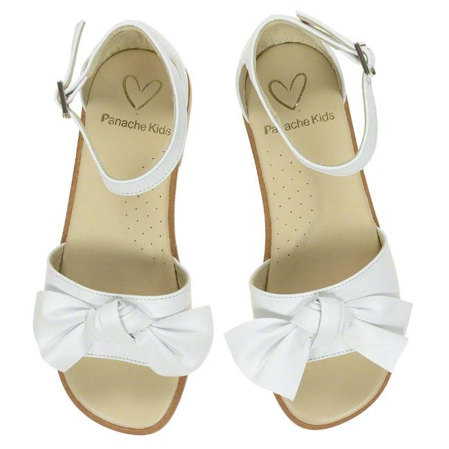 Picture of Panache Girls Knot Front Bow Sandal - White Leather