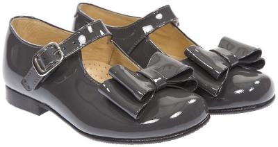 Picture of Panache Girls Double Bow Mary Jane Shoe - Dark Grey 
