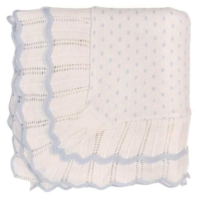Picture of Sarah Louise Boys Knitted Shawl - White Blue