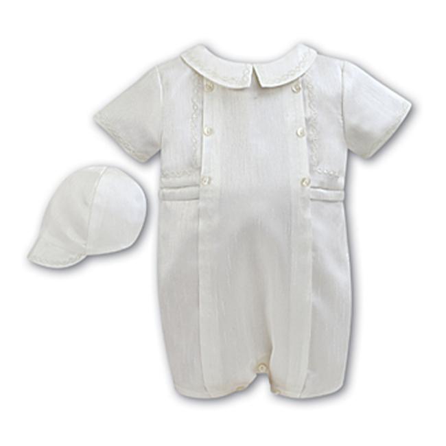 Picture of Sarah Louise Boys Christening Shortie & Hat Set - Ivory