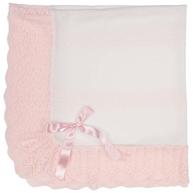 Picture of Mac Ilusion Boxed Knitted Lace Baby Shawl - White Pink