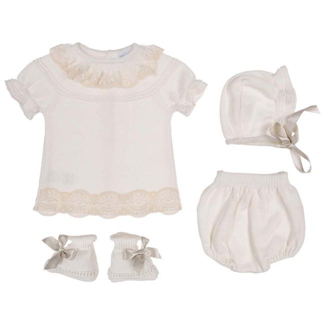 Picture of Mac Ilusion Boxed Baby 4 Piece Knitted Jampant Set - Ivory Beige