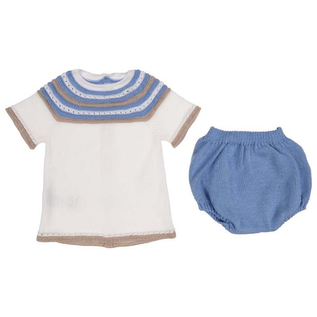 Picture of Mac Ilusion Boxed Knitted Baby Jampant Set - White Blue Beige 