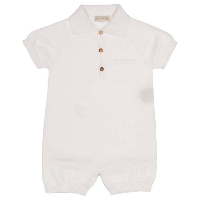 Wedoble Baby Boy Fine Knit Polo Collar Onesie White