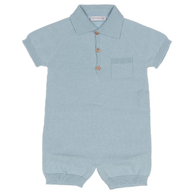 Picture of Wedoble Baby Boy Fine Knit Polo Collar Onesie - Azul Blue