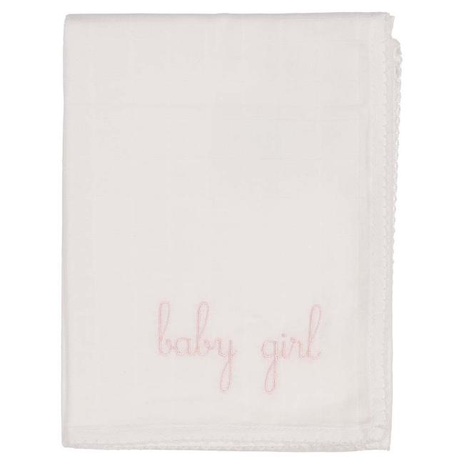 Picture of Wedoble Embroidered Baby Girl Cotton Muslin Swaddle - White Pink