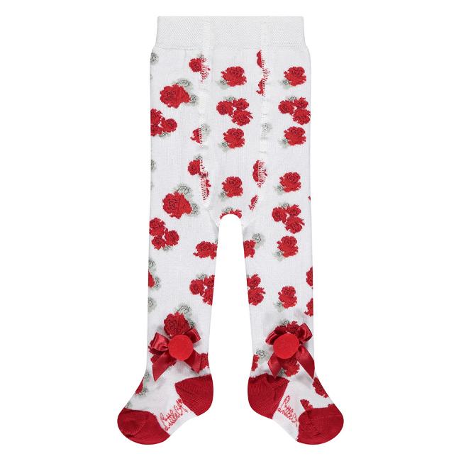 Picture of Little A Girls Fleur Rose Tights - White Red