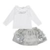 Picture of Little A Girls Freida Lurex Skirt Set - White Silver
