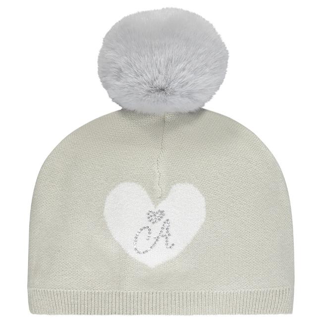 Picture of Little A Girls Fawne Heart Pom Pom Hat - Silver