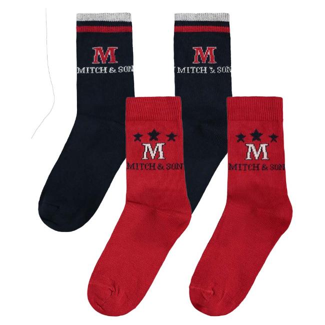 Picture of Mitch & Son Fergie Boys Ankle Socks 2 Pack - Red