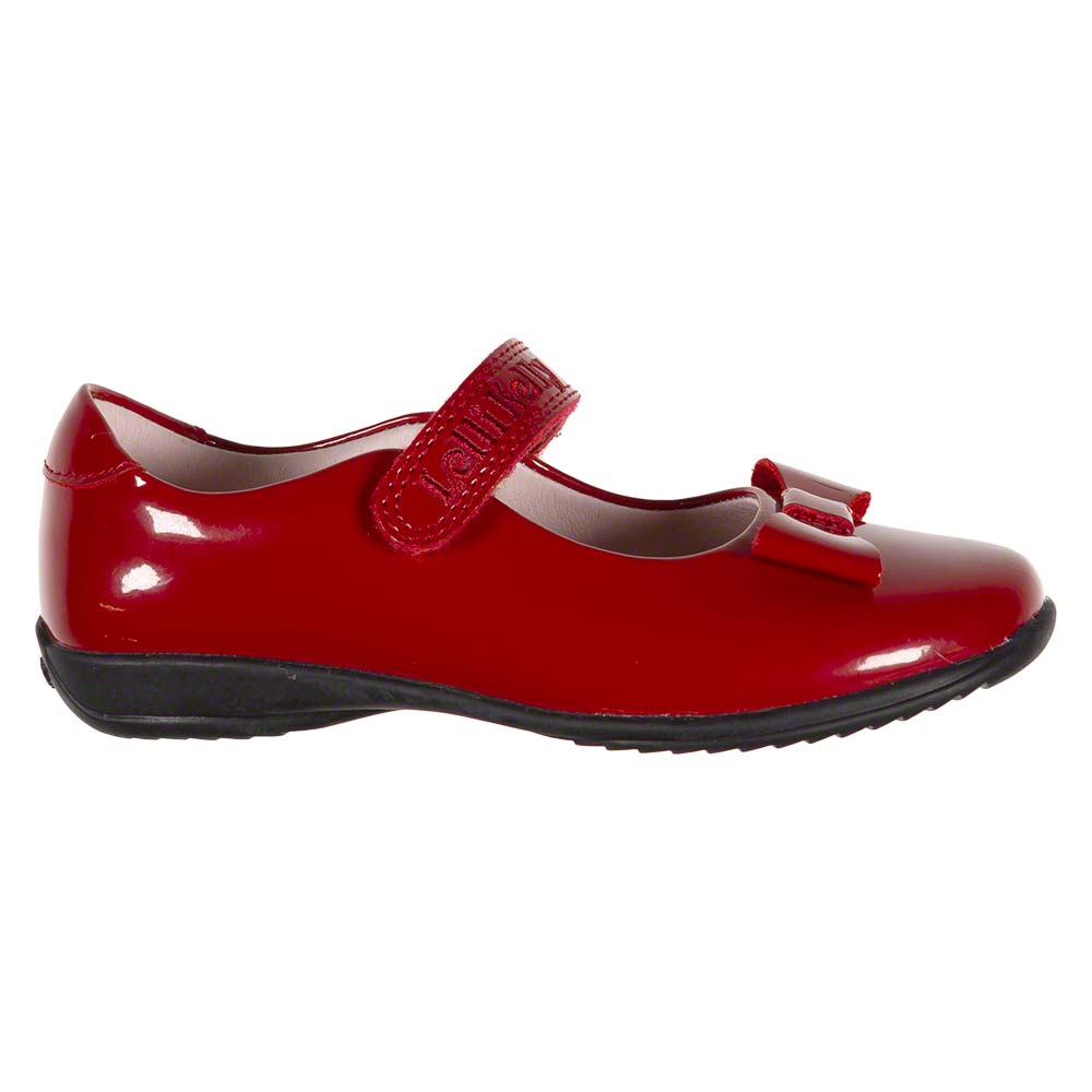 Lelli Kelly Perrie Girls School Dolly Shoe With Bow F Fitting Red Patent