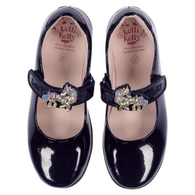 Picture of Lelli Kelly Bella 2 Unicorn School Shoe F Fitting - Navy Patent