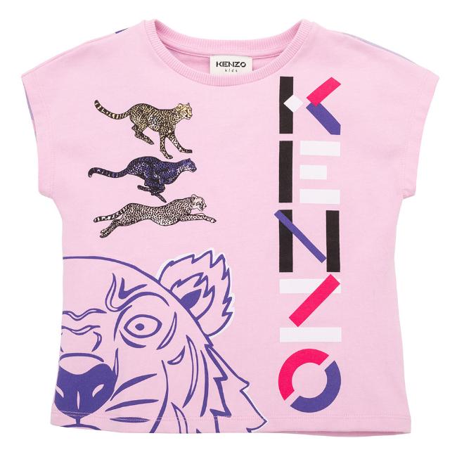 Picture of Kenzo Kids Girls Tiger & Logo T-shirt - Pink