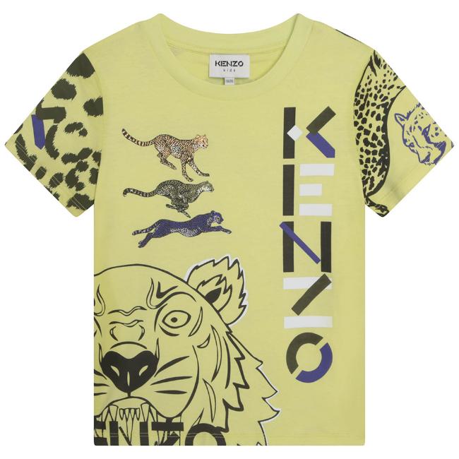 Picture of Kenzo Kids Boys Tiger & Logo T-shirt - Lime Green