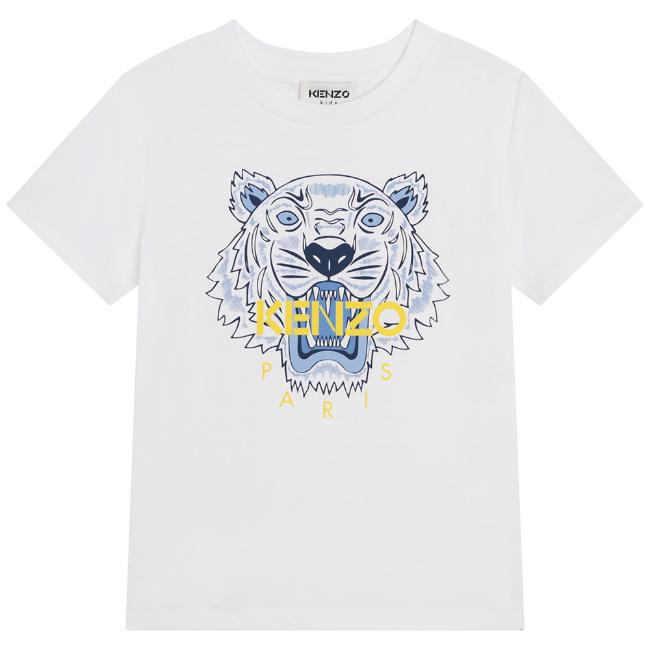Picture of Kenzo Kids Boys Classic Tiger T-shirt - White Blue