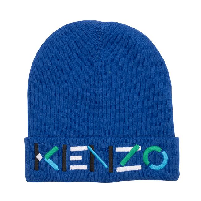 Picture of Kenzo Kids Boys Logo Knitted Hat - Blue