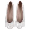 Picture of Panache Girls Double Bow Flat Pump Shoe - White Patent