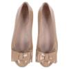 Picture of Panache Girls Double Bow Flat Pump Shoe - Arena Beige Patent