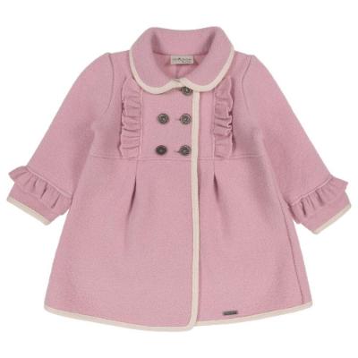 Picture of Marae Kids Girls Merino Wool Ruffle Coat - Pink Ivory