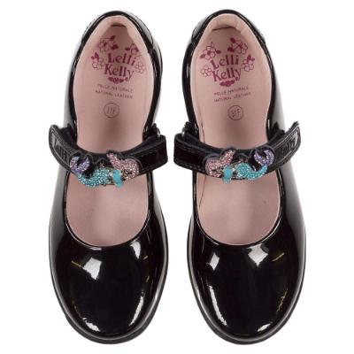 Lelli Kelly Bella 2 Unicorn School Shoe G Fitting Navy Blue