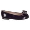 Picture of Panache Girls Double Bow Flat Pump Shoe - Navy Blue Patent