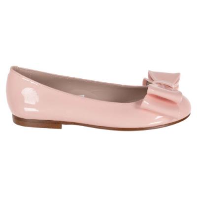 Picture of Panache Girls Double Bow Flat Pump Shoe - Strawberry Pink